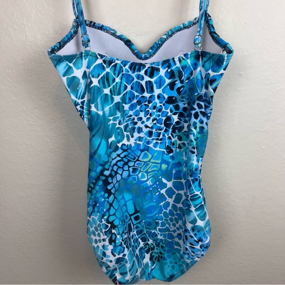 Magicsuit Woman’s one piece swimsuit-blue shades pattern-shirred front-size 8 - Picture 6 of 12
